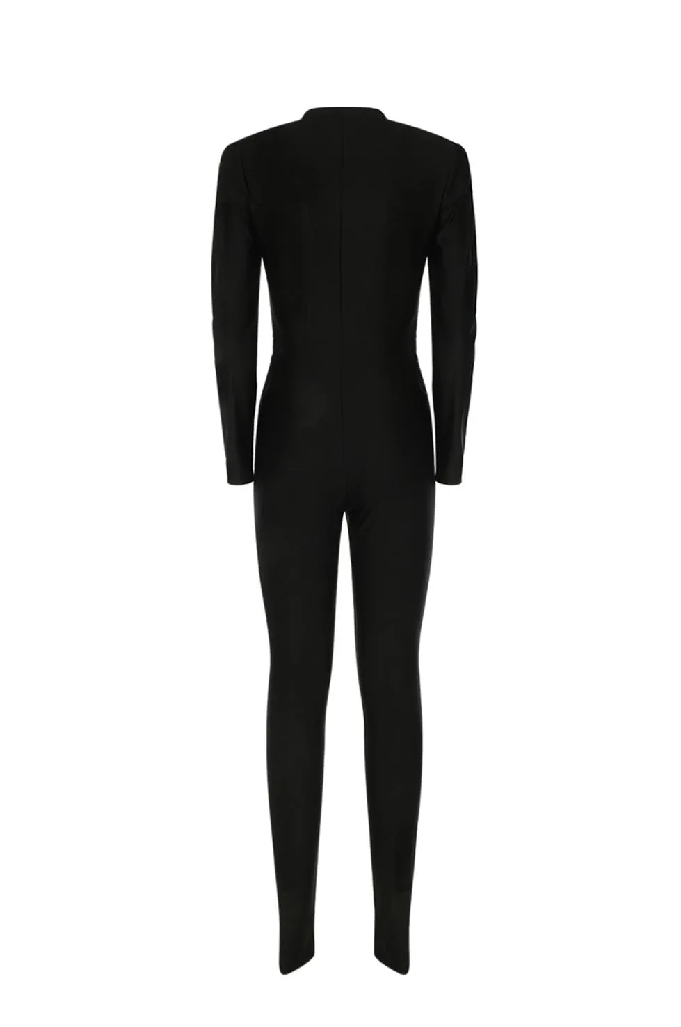 Saint Laurent Long-Sleeved V-Neck Jumpsuit