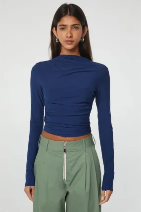 Line By K Selma Navy Long Sleeve Top