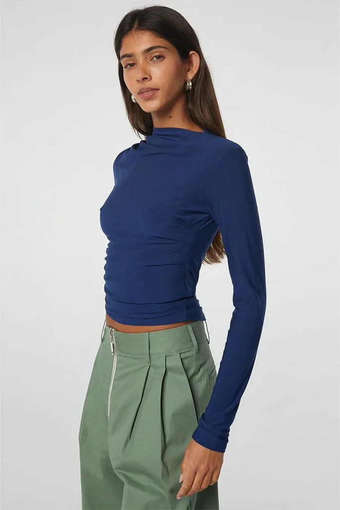 Line By K Selma Navy Long Sleeve Top