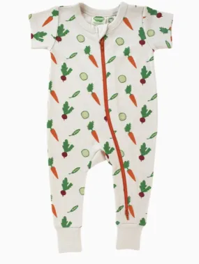 Short Sleeve Vegetable Zip Romper