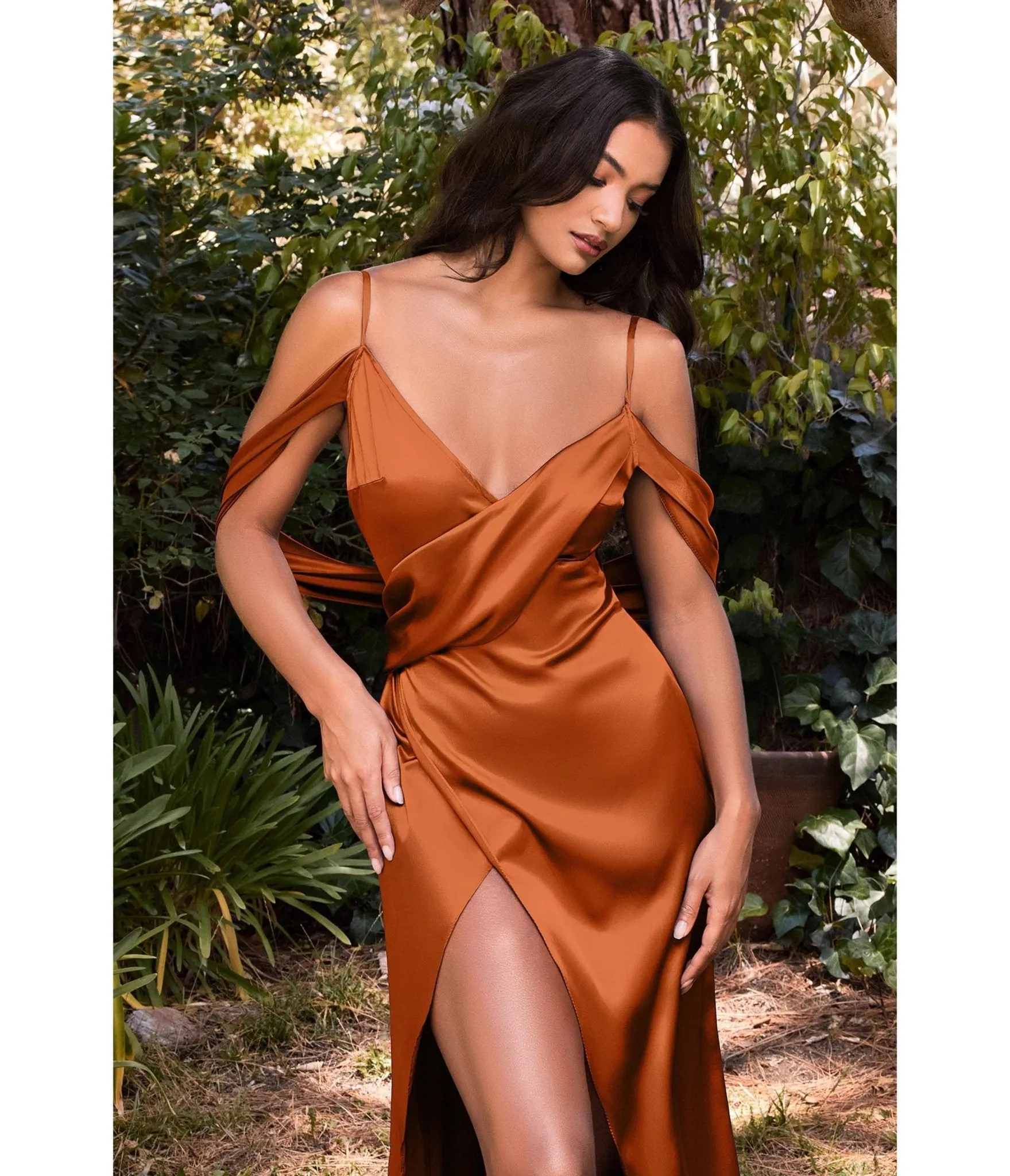 Elegant Sienna Satin Draped Cowl Back Bridesmaid Dress by Cinderella Divine