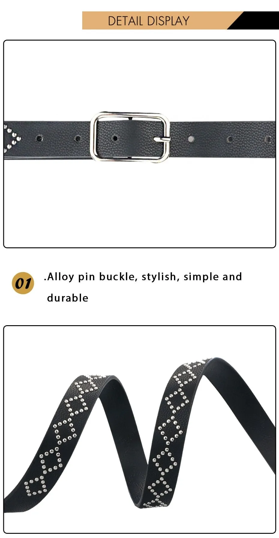 Personality Punk Rivet Leather Belt