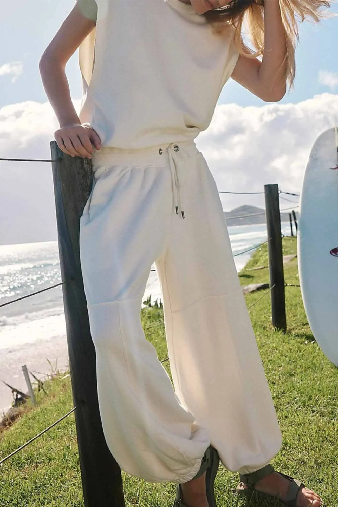 Sleeveless Cutout Drawstring Jumpsuit with Long Pants