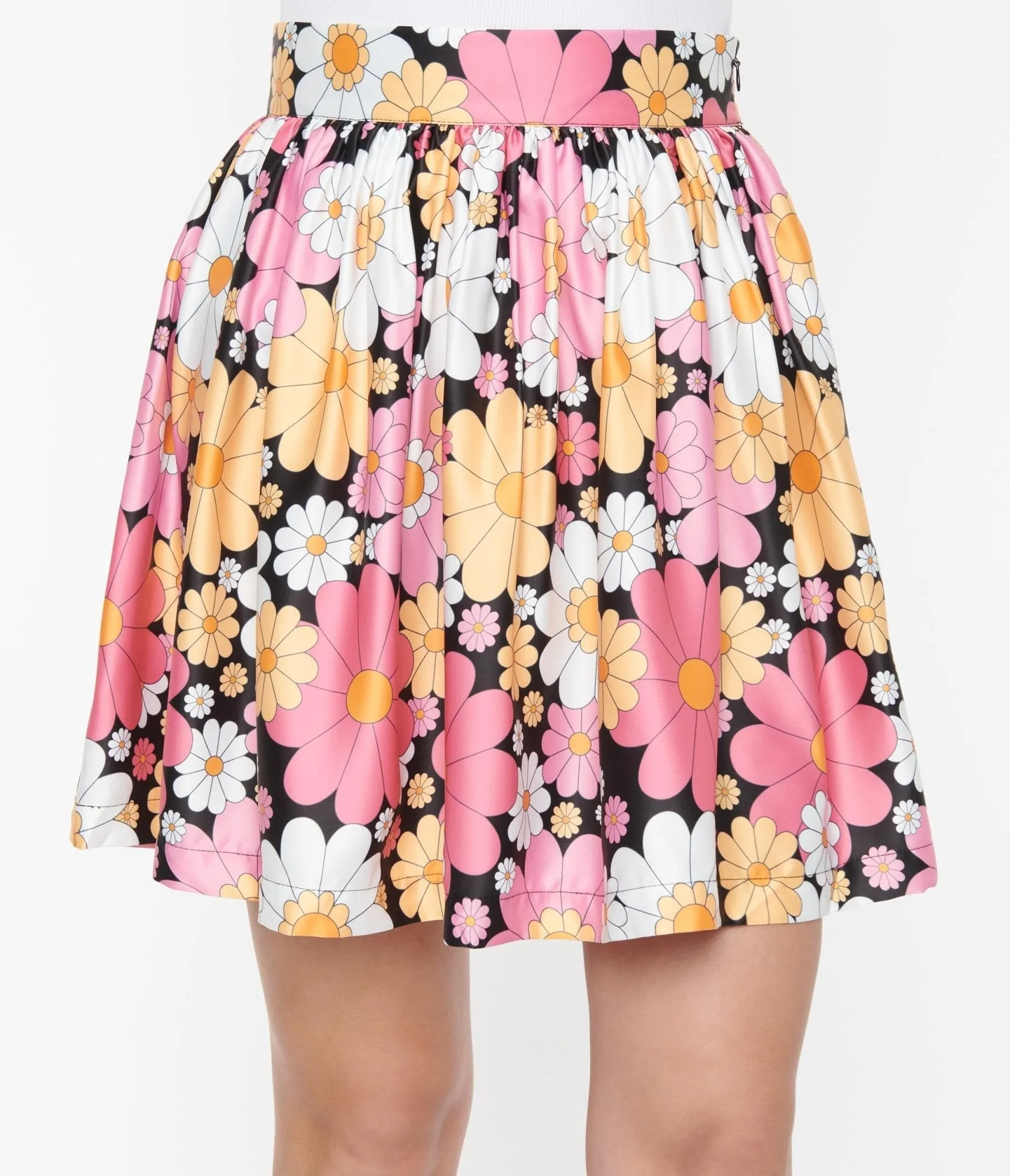 Gathered Mini Skirt in Pink & White Floral by Smak Parlour