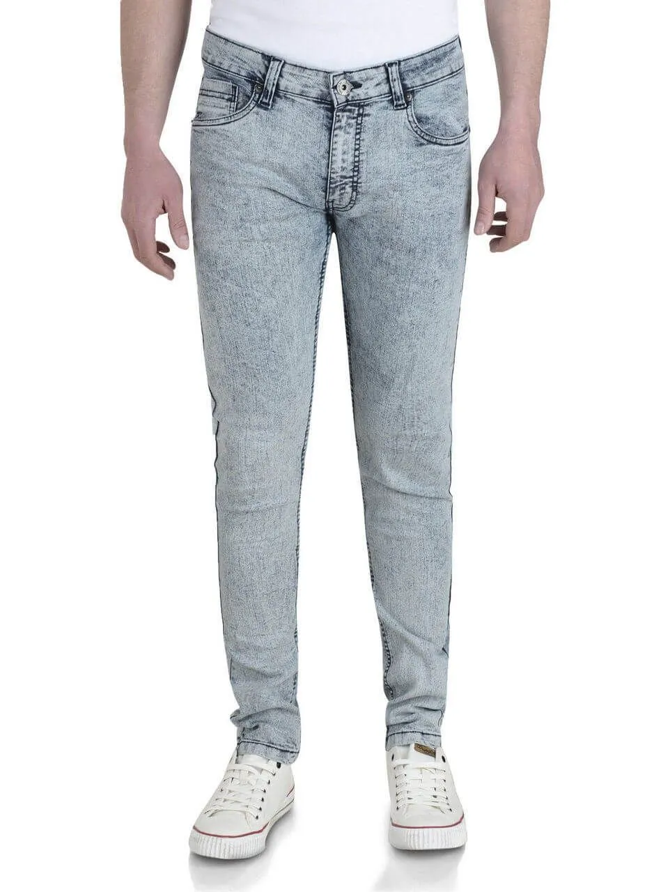 Soul Star Skinny Fit Slim Tapered Denim Jeans in Light Wash Snow