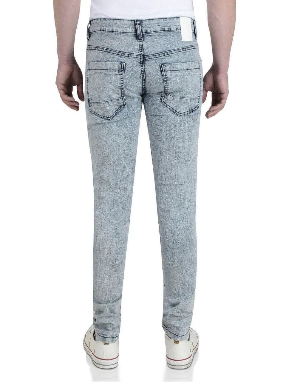 Soul Star Skinny Fit Slim Tapered Denim Jeans in Light Wash Snow