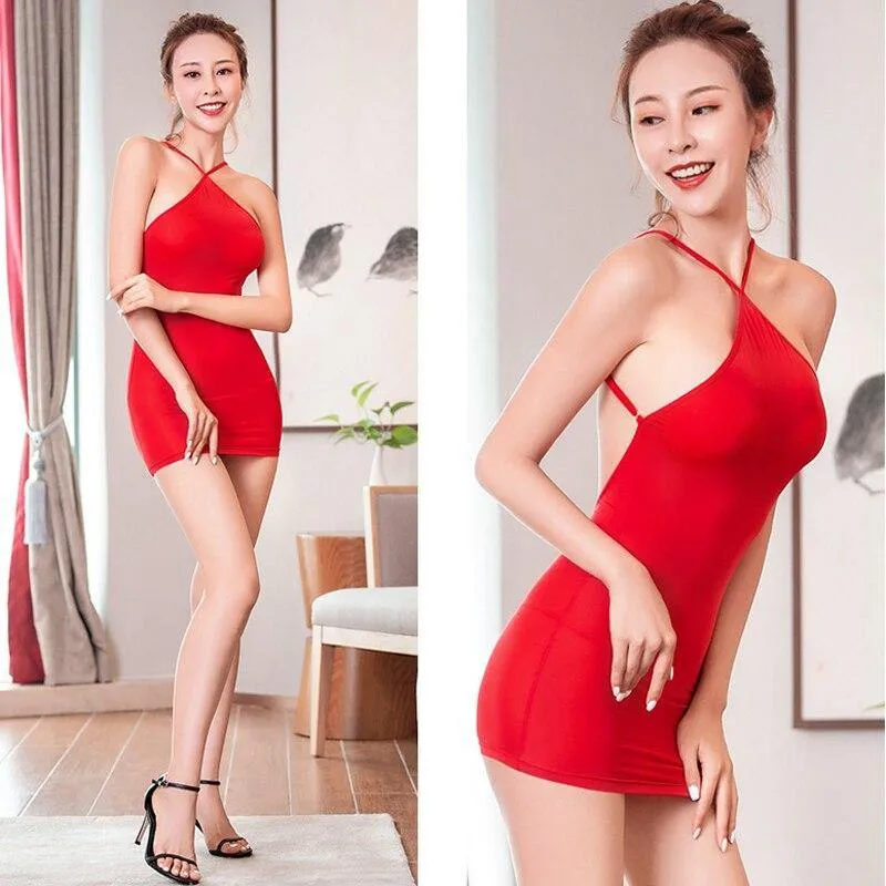 Spaghetti Strap Backless Hot Dress Transparent Clubwear