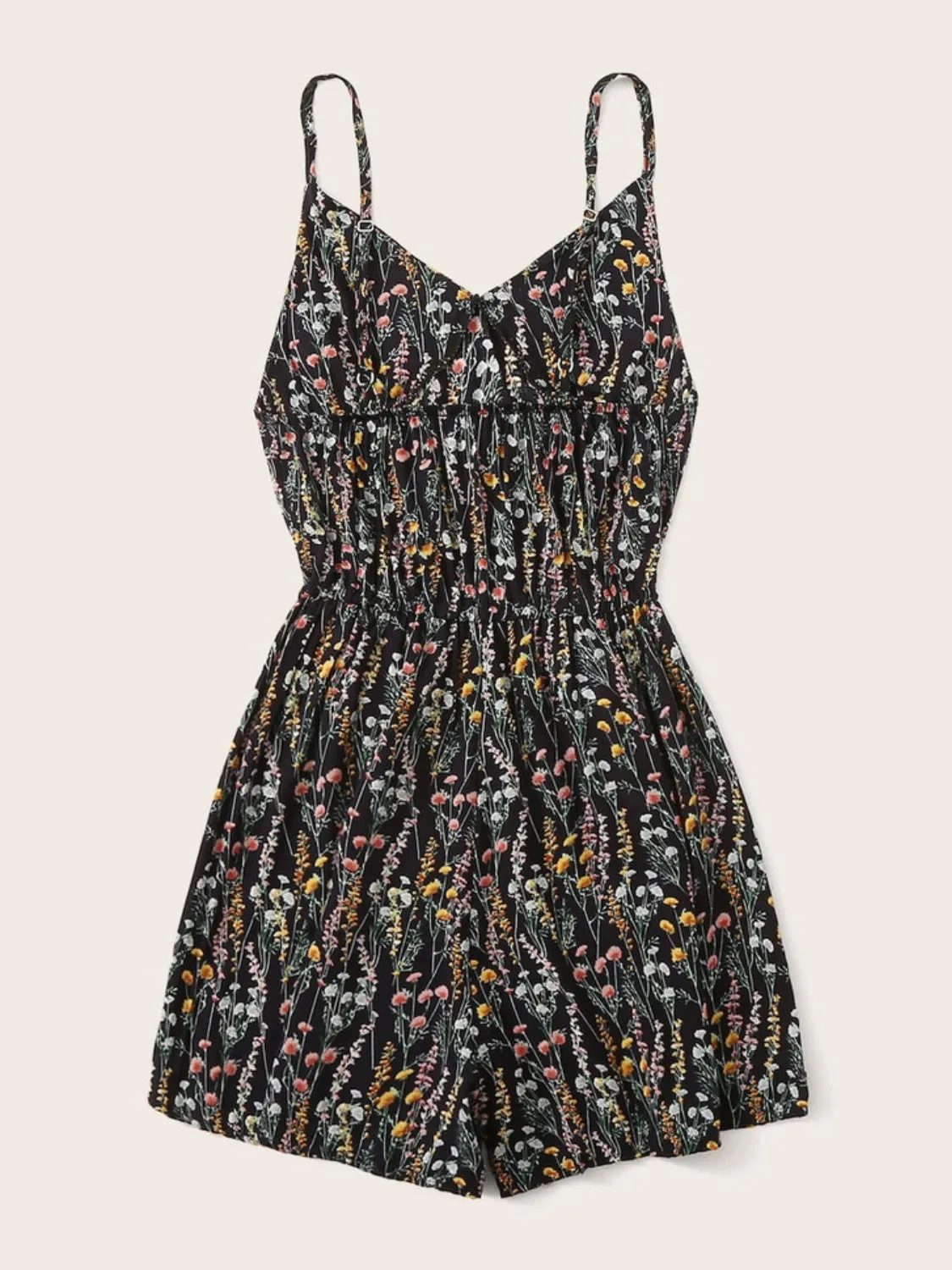 Printed Romper with Spaghetti Straps