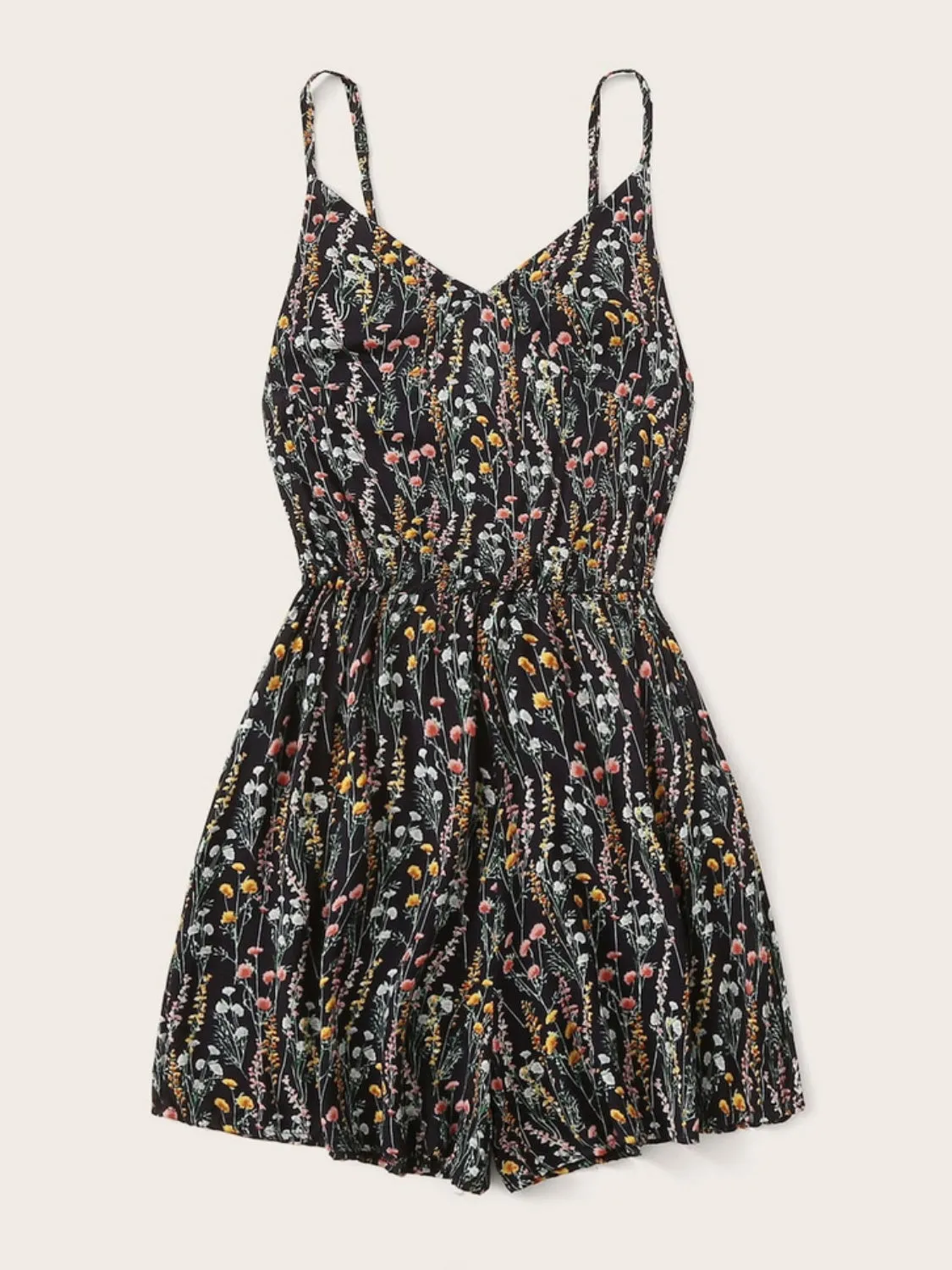 Printed Romper with Spaghetti Straps