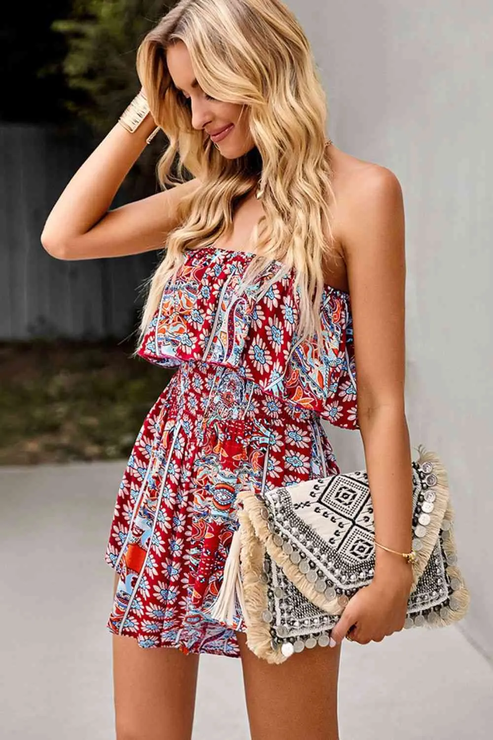 Smocked Strapless Romper