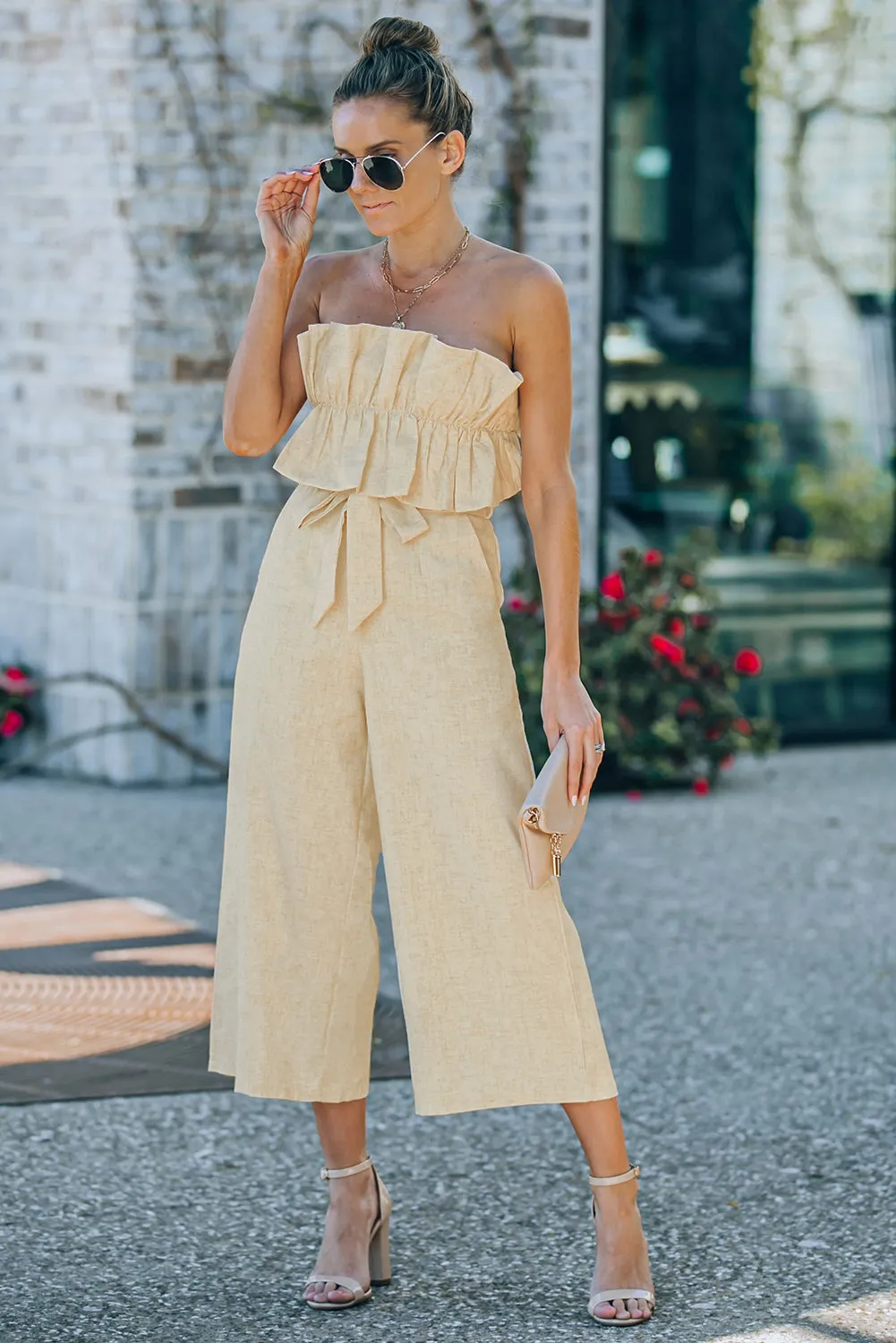 Celine Strapless Wide Leg Jumpsuit