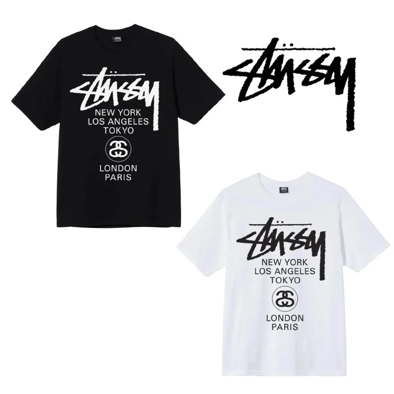 Street Style Unisex STUSSY Logo Skater Style T-Shirts