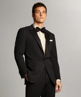 Italian Black Seersucker Tuxedo Jacket by Sutton with Peak Lapel