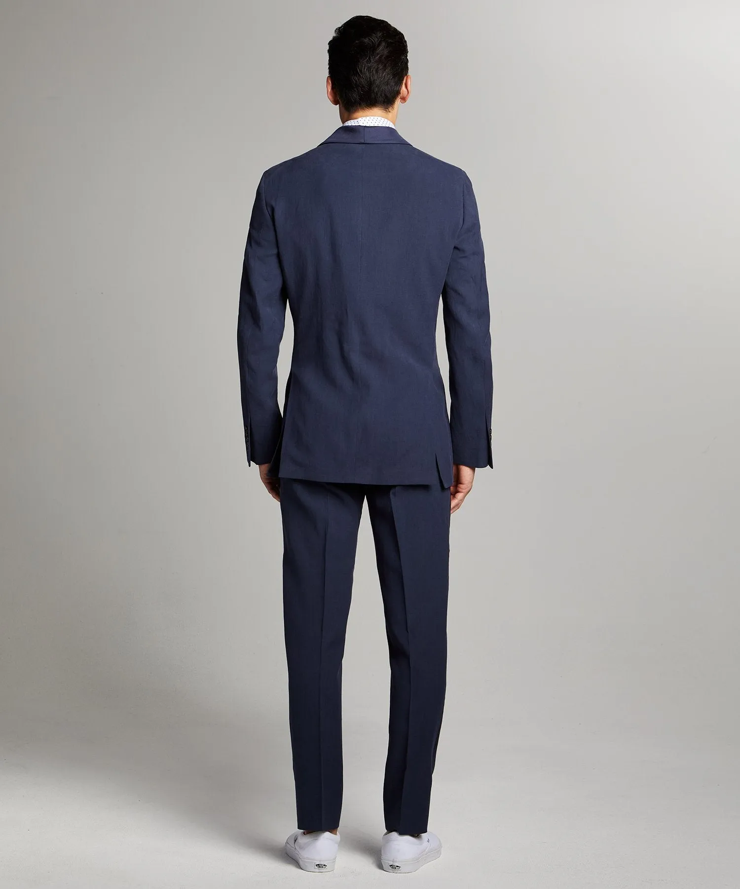 Navy Italian Linen Tuxedo Jacket with Shawl Collar by Sutton