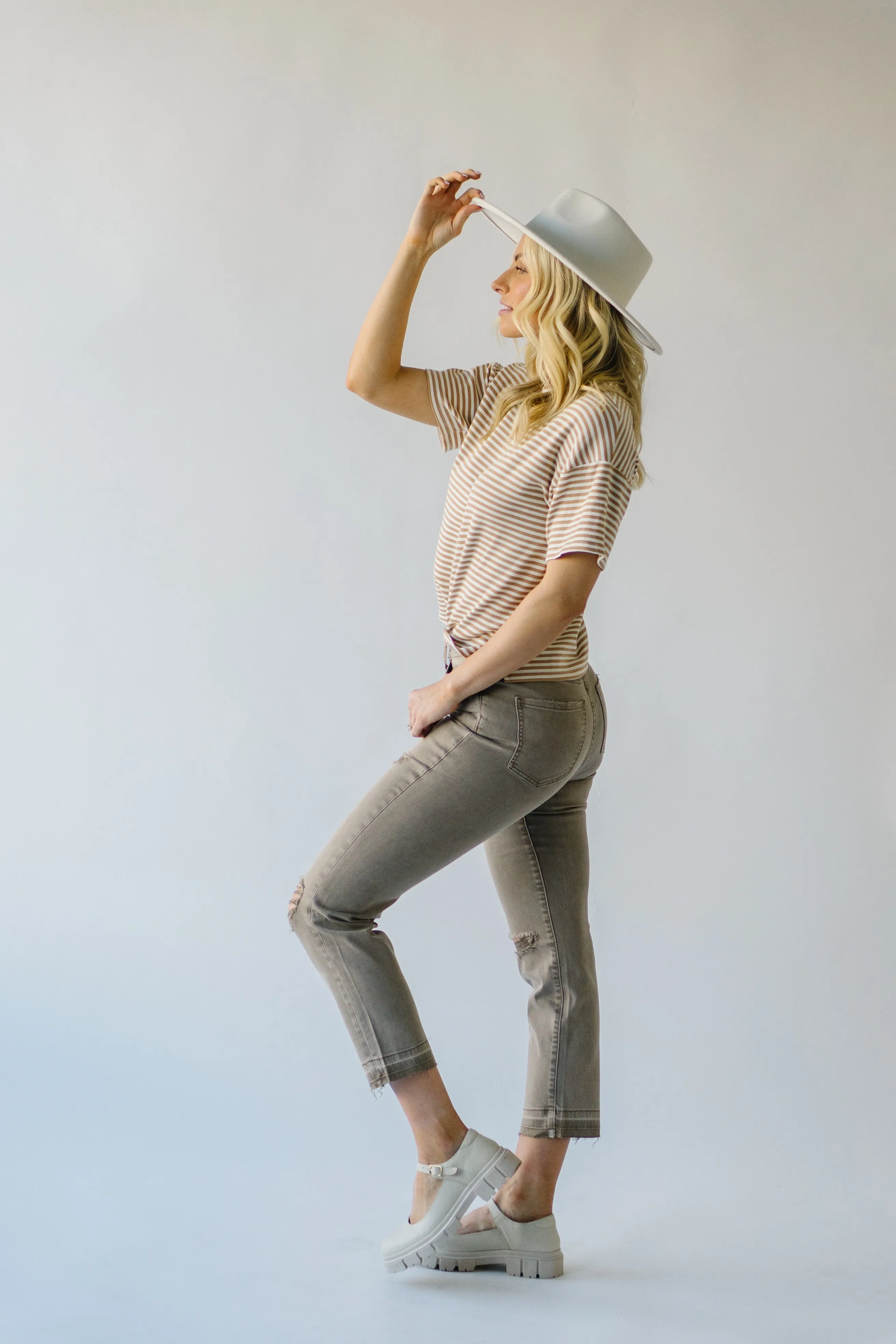 Super High Rise Straight Jean in Taupe