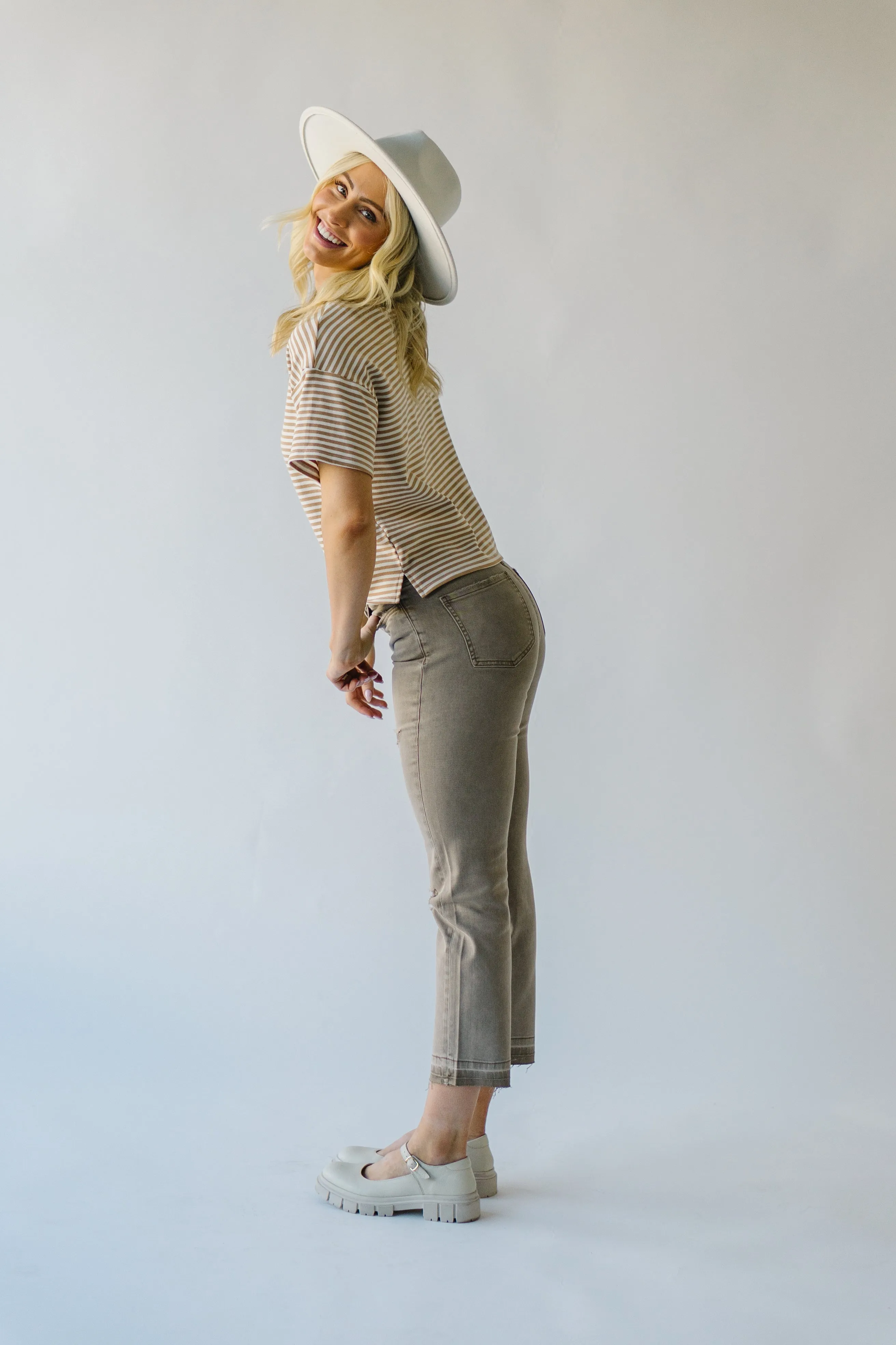 Super High Rise Straight Jean in Taupe