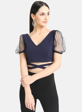 Top With Net Sleeves And Belts