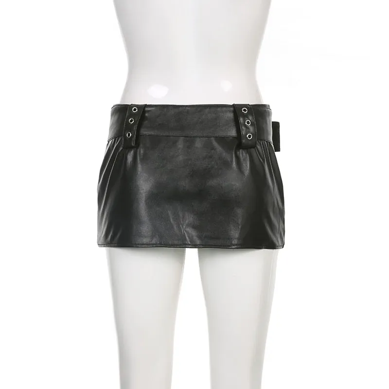 Sexy Synthetic Leather Mini Skirt