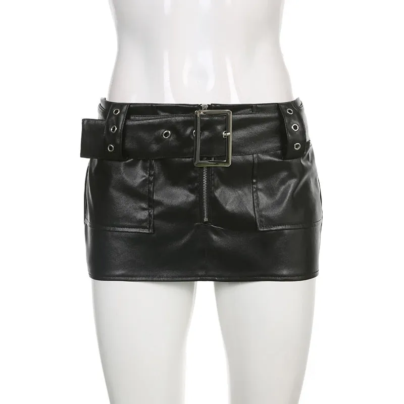 Sexy Synthetic Leather Mini Skirt