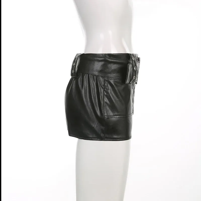 Sexy Synthetic Leather Mini Skirt