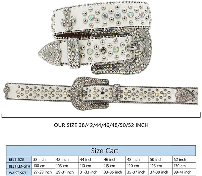 Unisex Blue Crystal Diamond Studded Rhinestones Belt