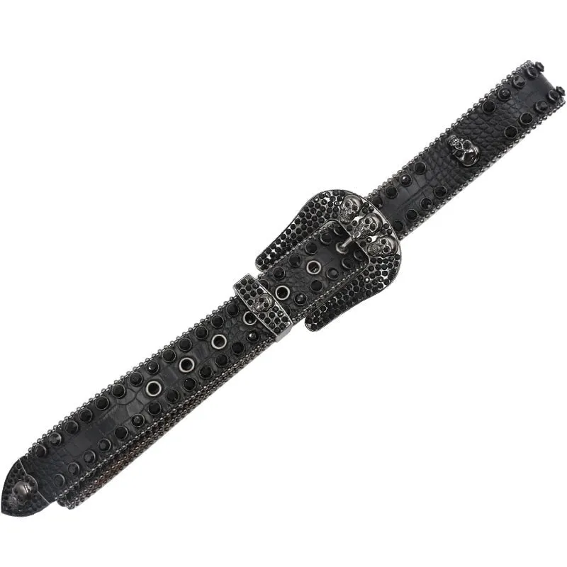 Unisex Blue Crystal Diamond Studded Rhinestones Belt