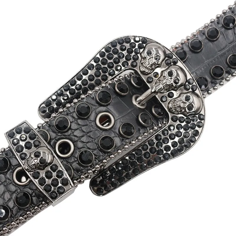 Unisex Blue Crystal Diamond Studded Rhinestones Belt