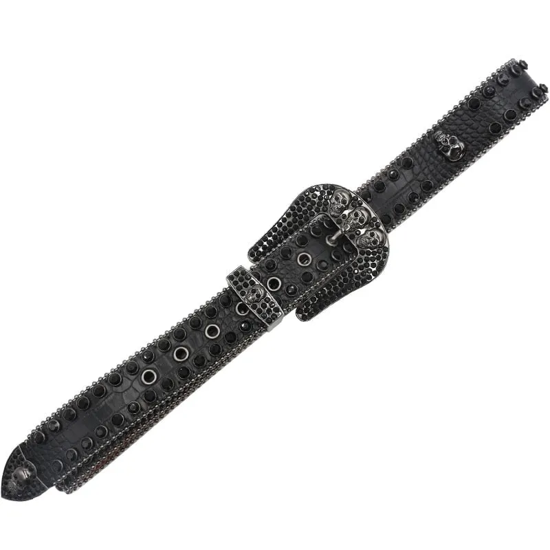 Crystal Pin Buckle Diamond Rhinestones Belt in Synthetic Leather for All Genders