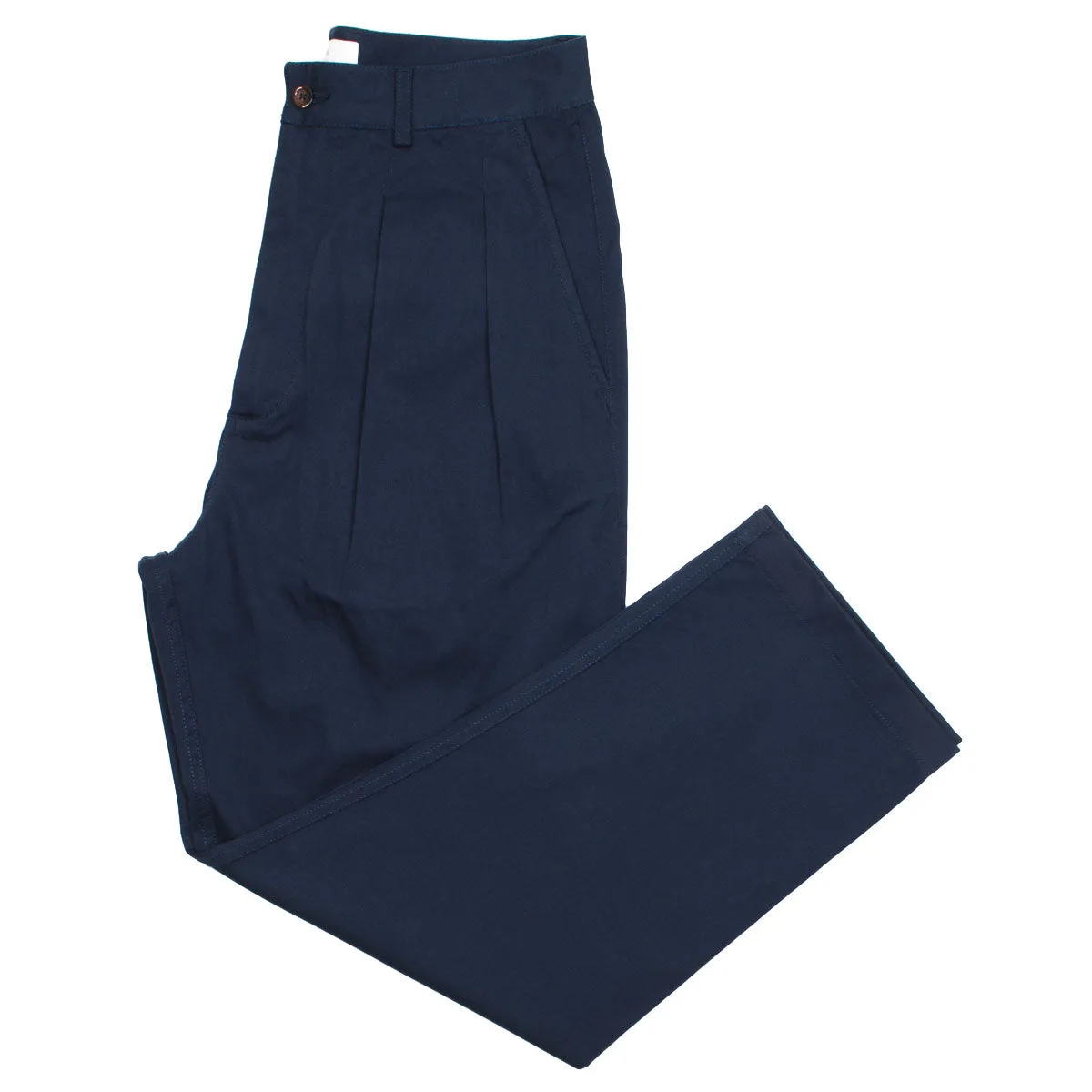 Navy Double Pleat Pant Twill