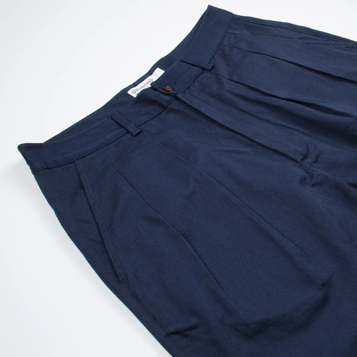 Navy Double Pleat Pant Twill