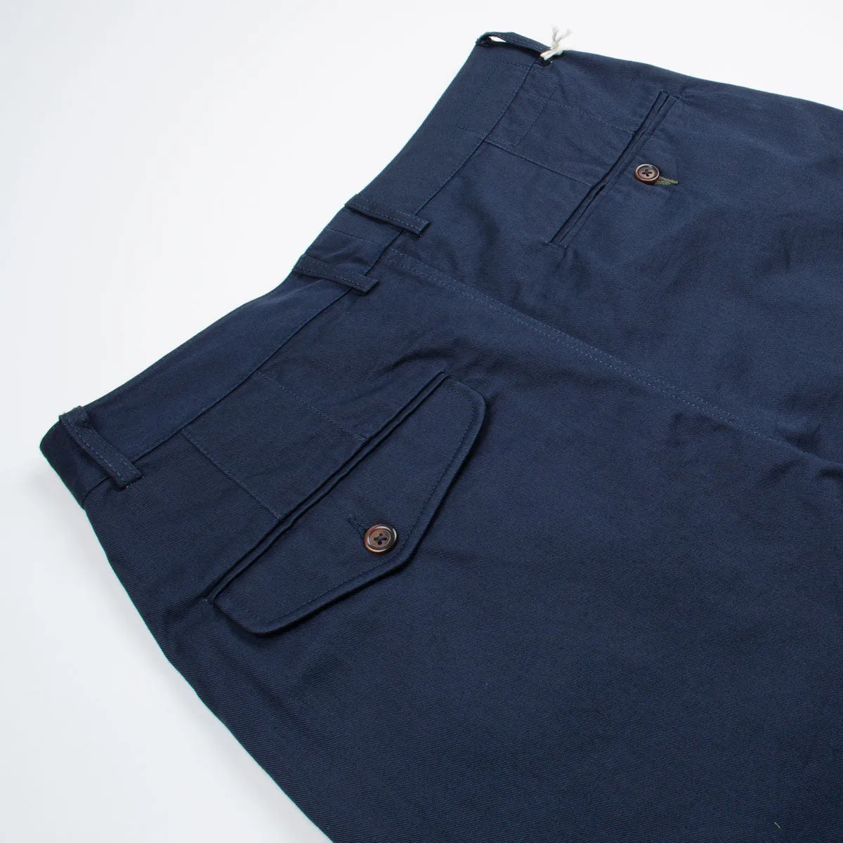 Navy Double Pleat Pant Twill