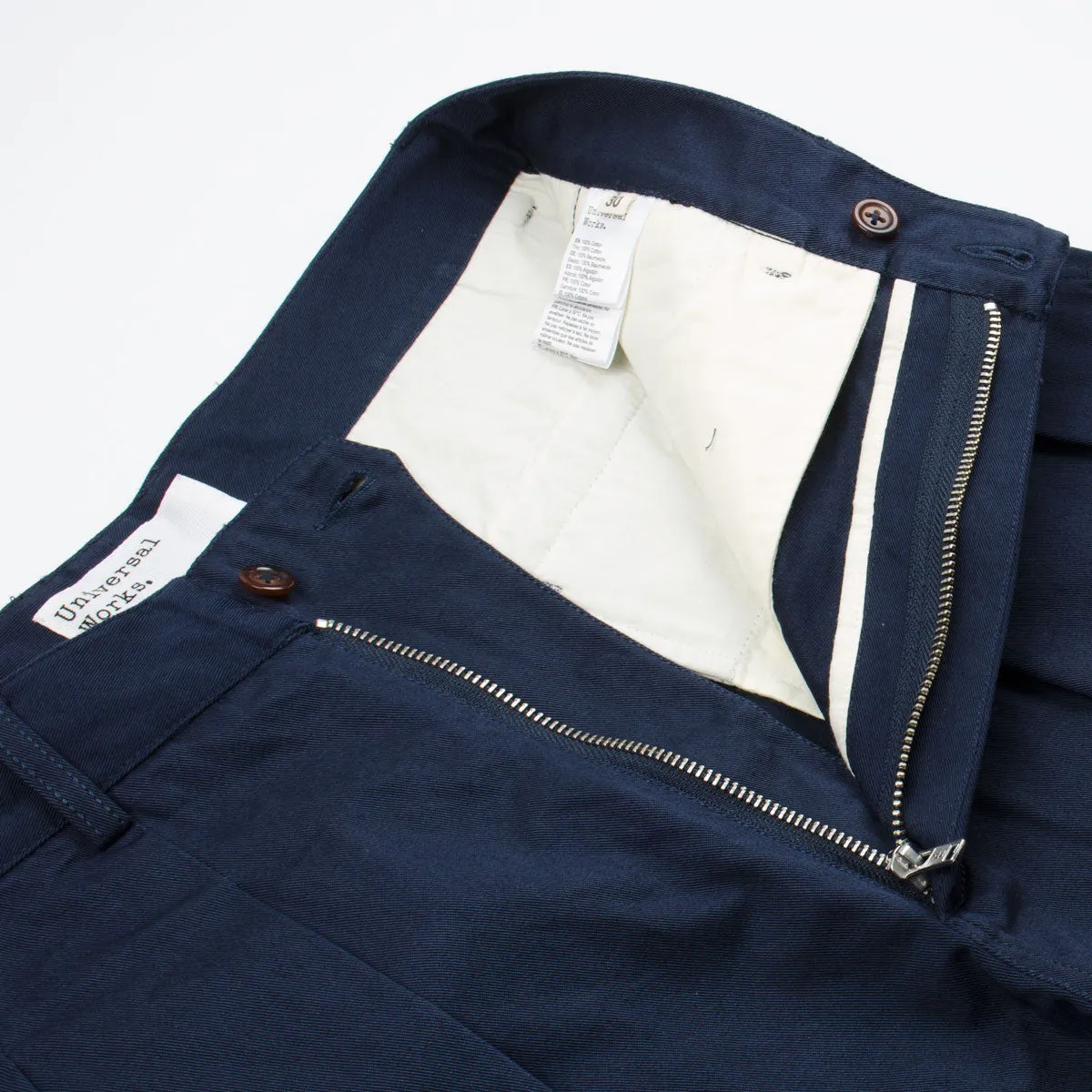 Navy Double Pleat Pant Twill