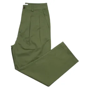 Light Olive Double Pleat Pant Twill