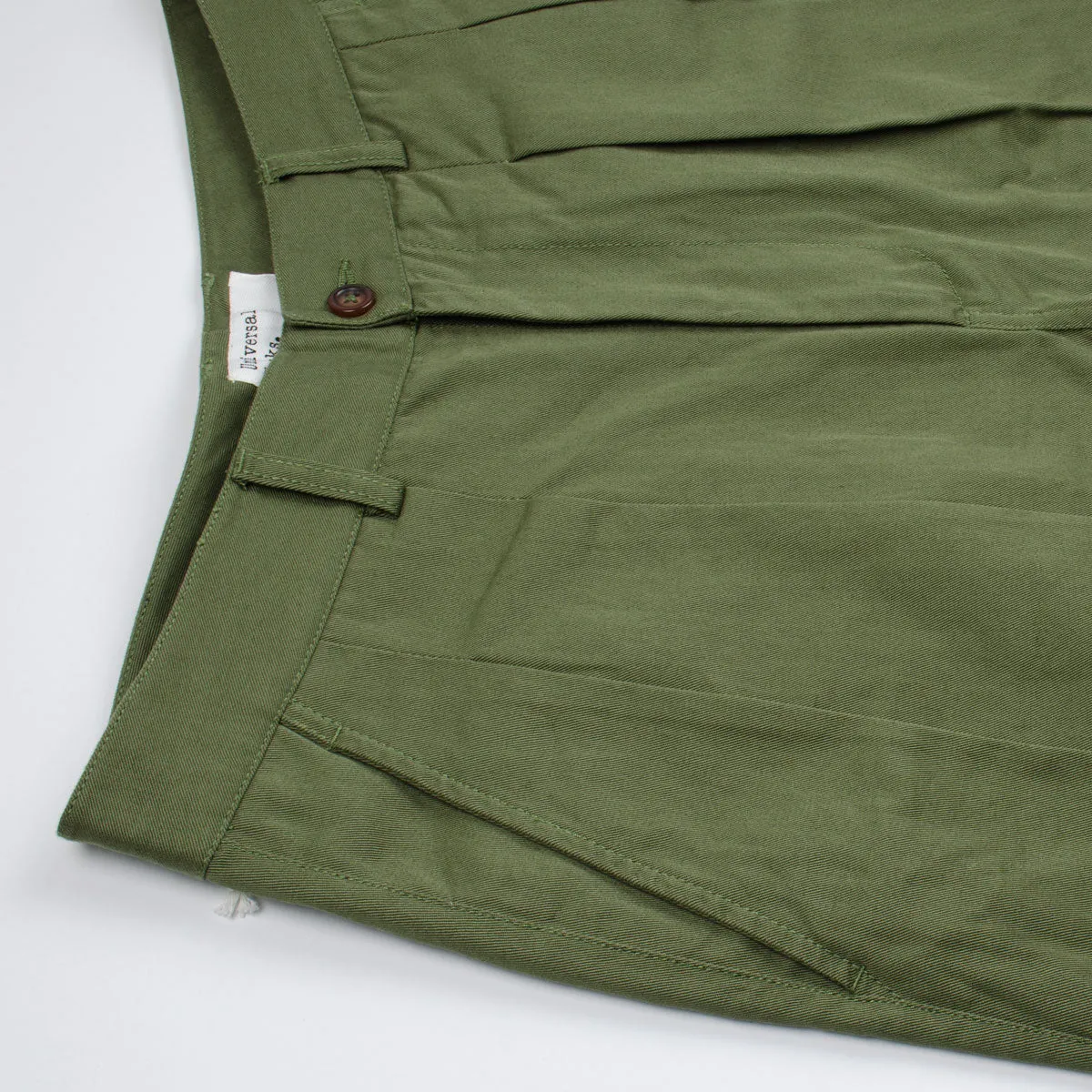 Light Olive Double Pleat Pant Twill