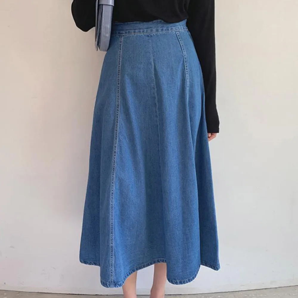 Long Denim Vintage High Waist Jeans Skirts