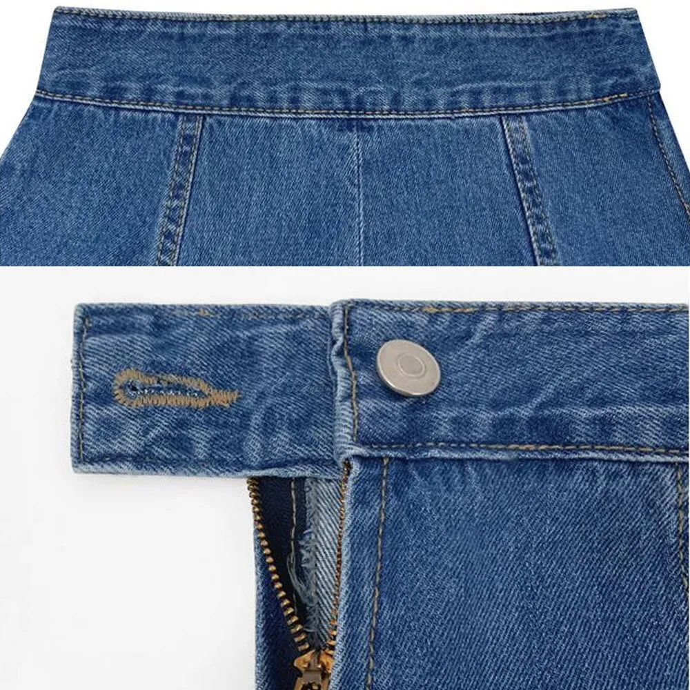 Long Denim Vintage High Waist Jeans Skirts