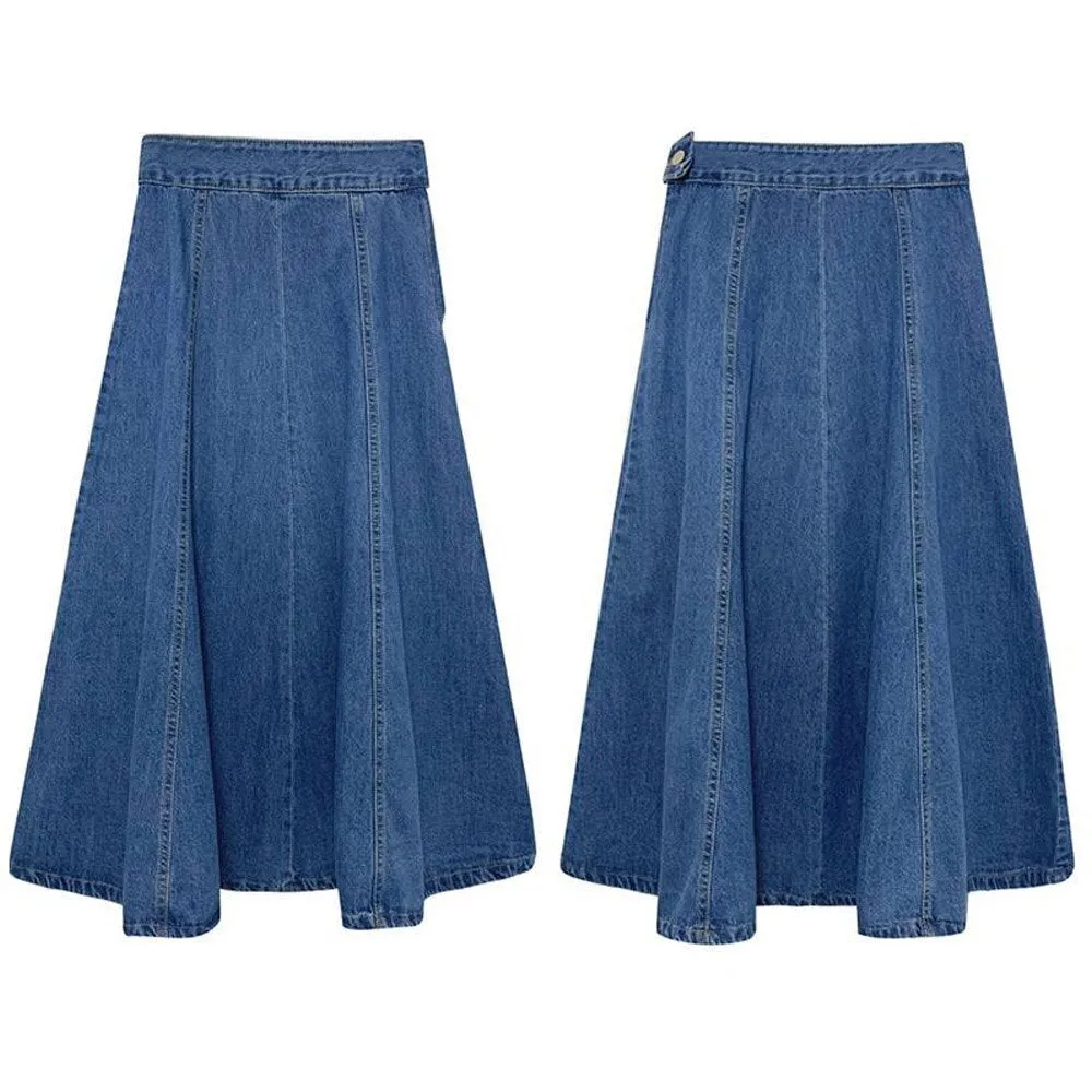 Long Denim Vintage High Waist Jeans Skirts