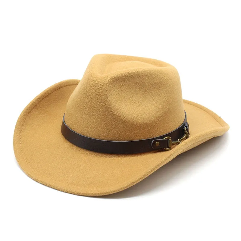 Vintage Wide Brim Cowboy Hat with Formal Belt