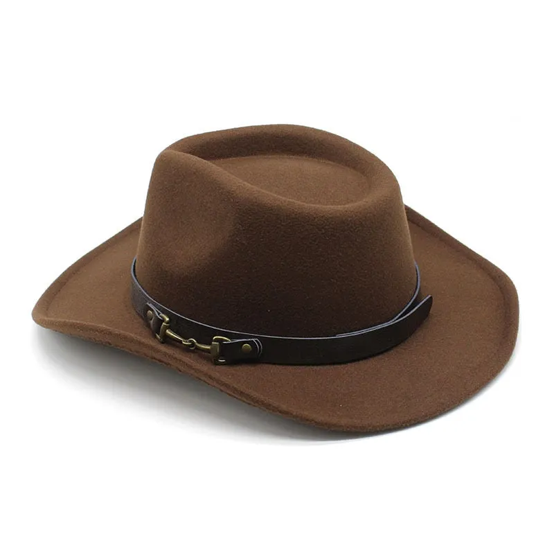 Vintage Wide Brim Cowboy Hat with Formal Belt