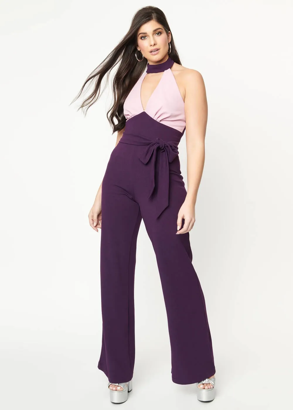 Unique Vintage Purple Pink Smak Parlor 70's Glamor Jumpsuit Goddess