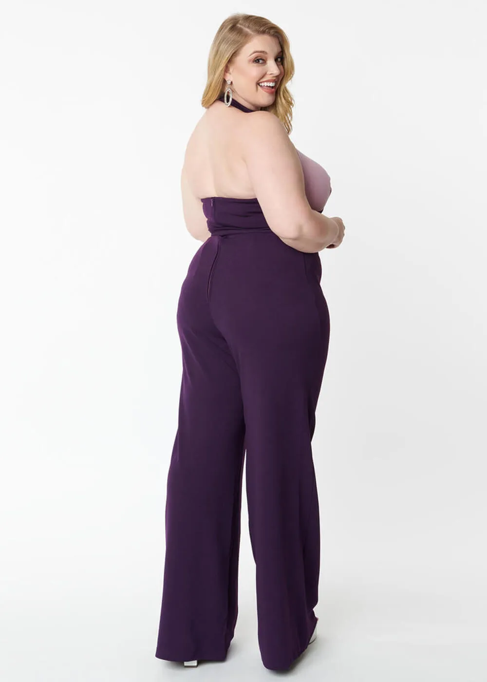 Unique Vintage Purple Pink Smak Parlor 70's Glamor Jumpsuit Goddess