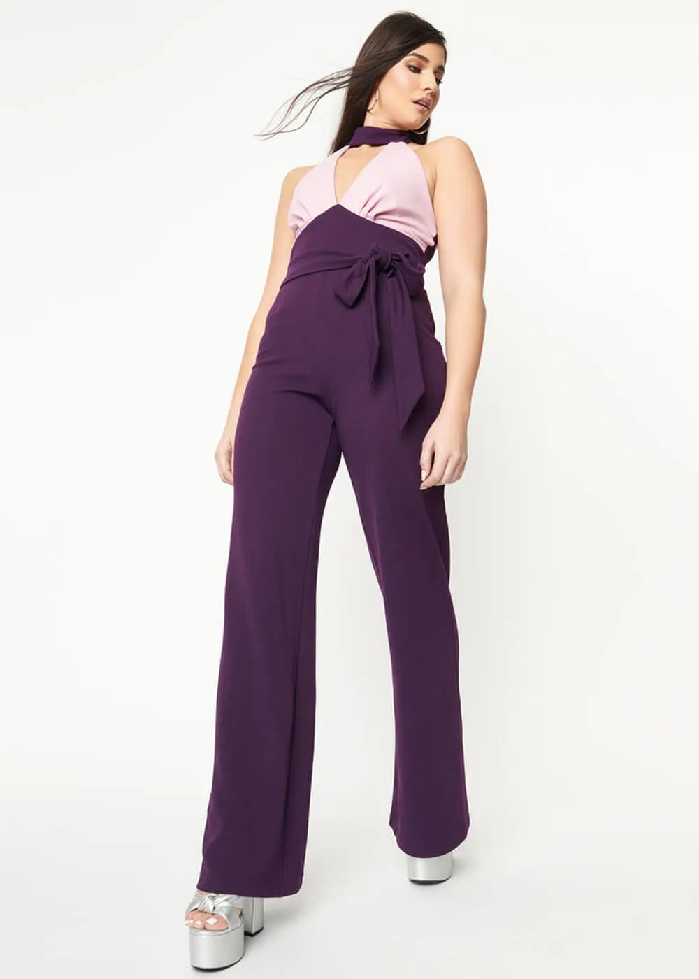 Unique Vintage Purple Pink Smak Parlor 70's Glamor Jumpsuit Goddess