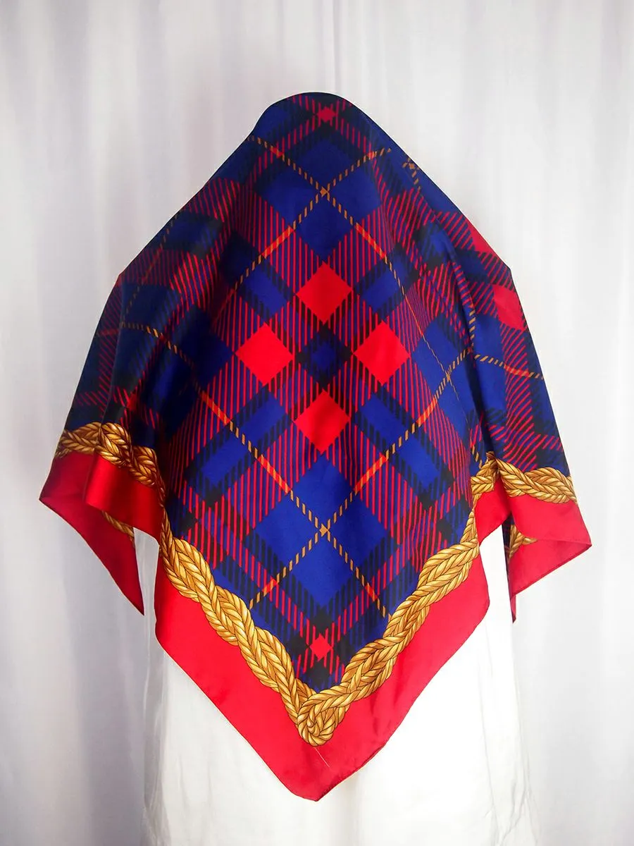 Plaid Scarf in Red and Blue from Vintage Tie Rack