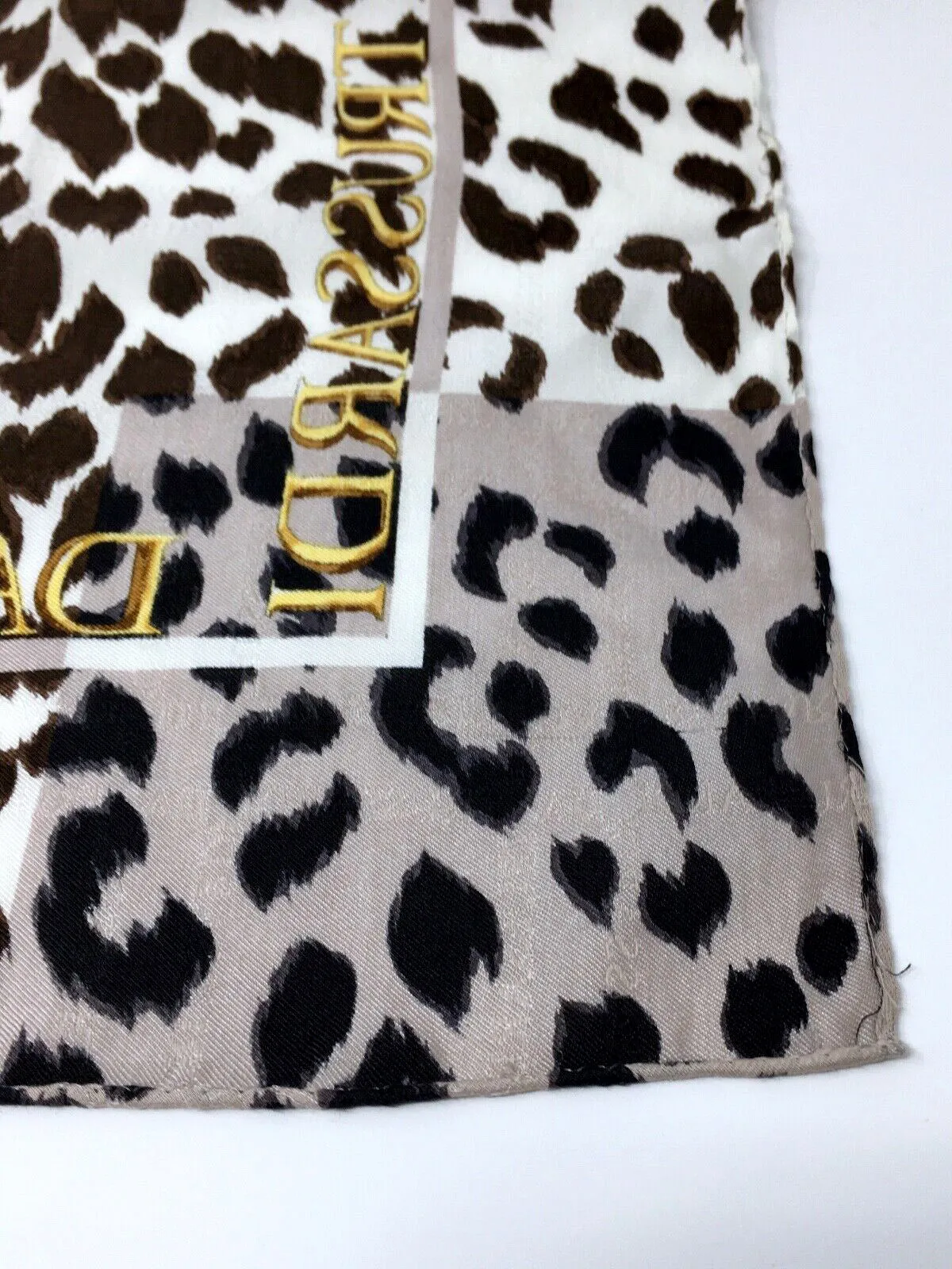 Vintage Trussardi Brown and White Silk Cheetah Square Scarf COLLECTIBLE