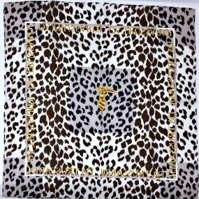 Vintage Trussardi Brown and White Silk Cheetah Square Scarf COLLECTIBLE