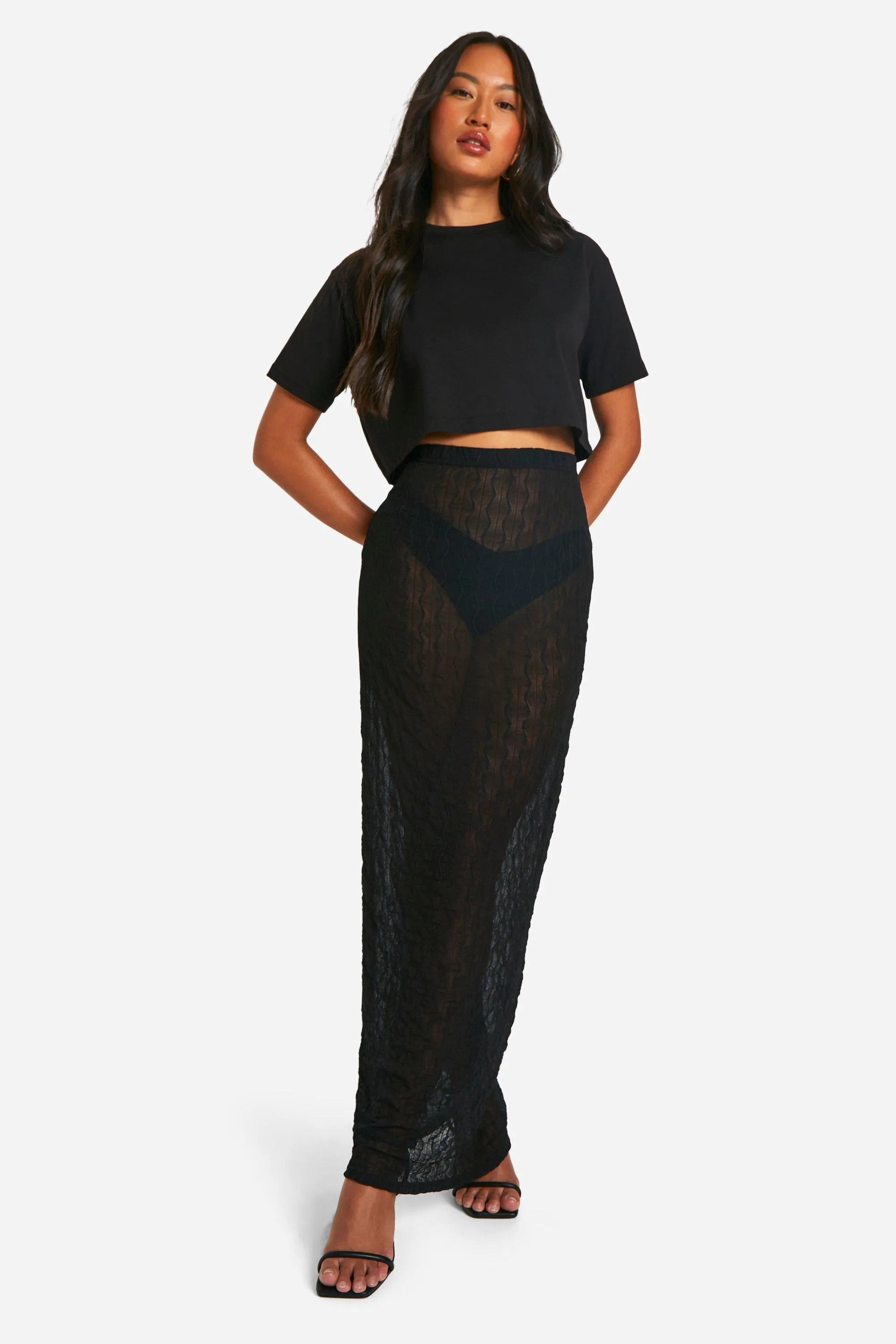 Waffle Textured Maxi Skirt