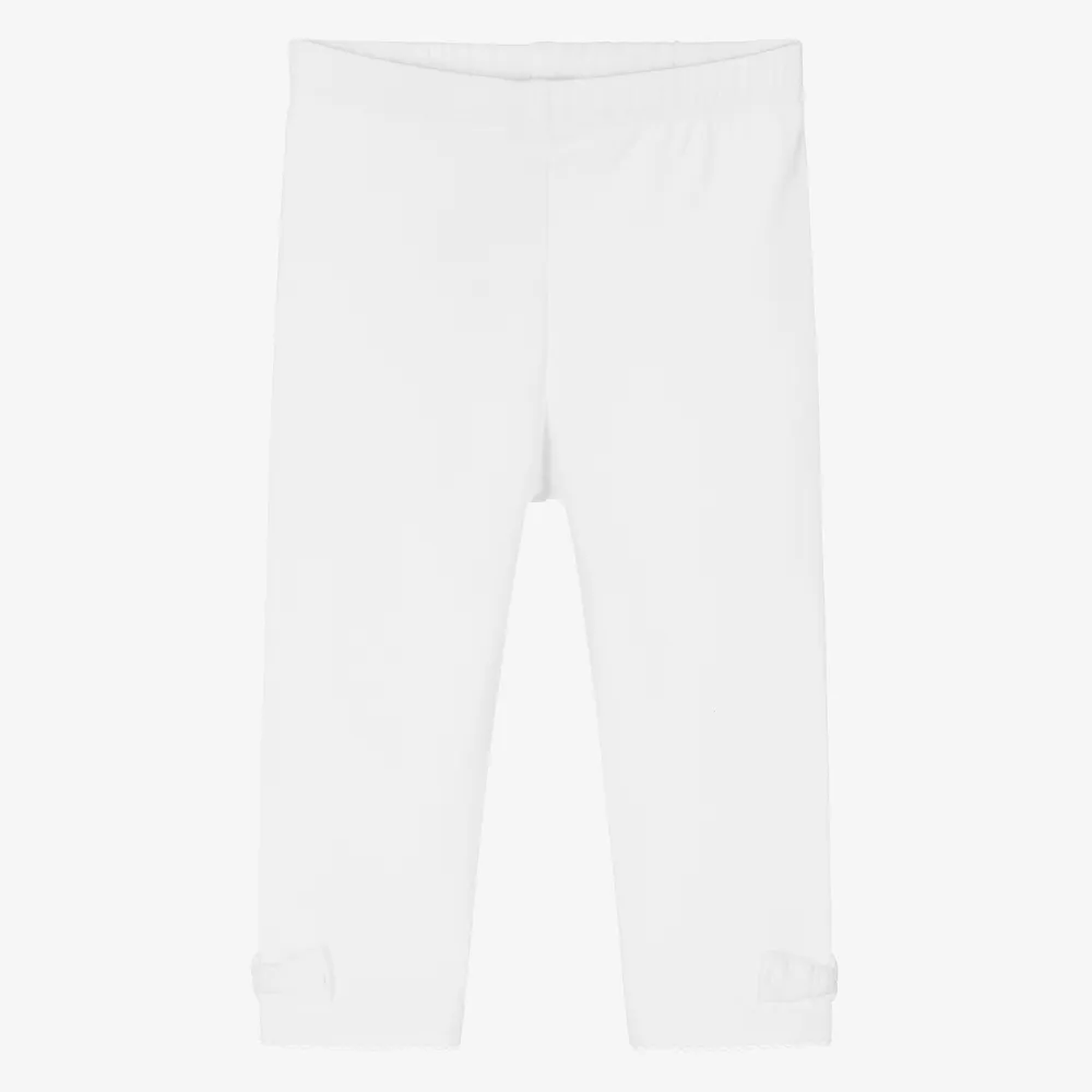 White Cotton Leggings for Girls