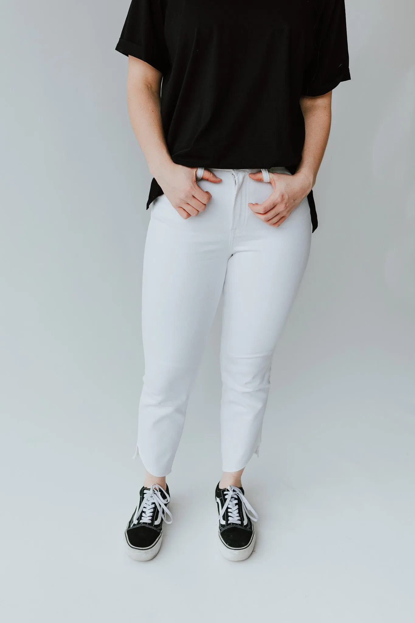 Denim high rise crop jean white