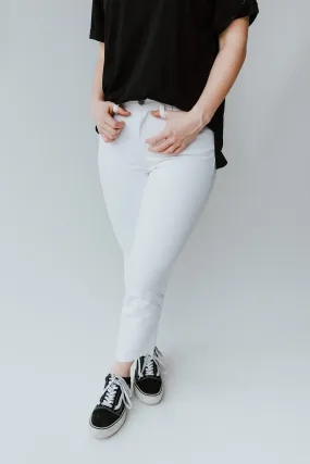 Denim high rise crop jean white