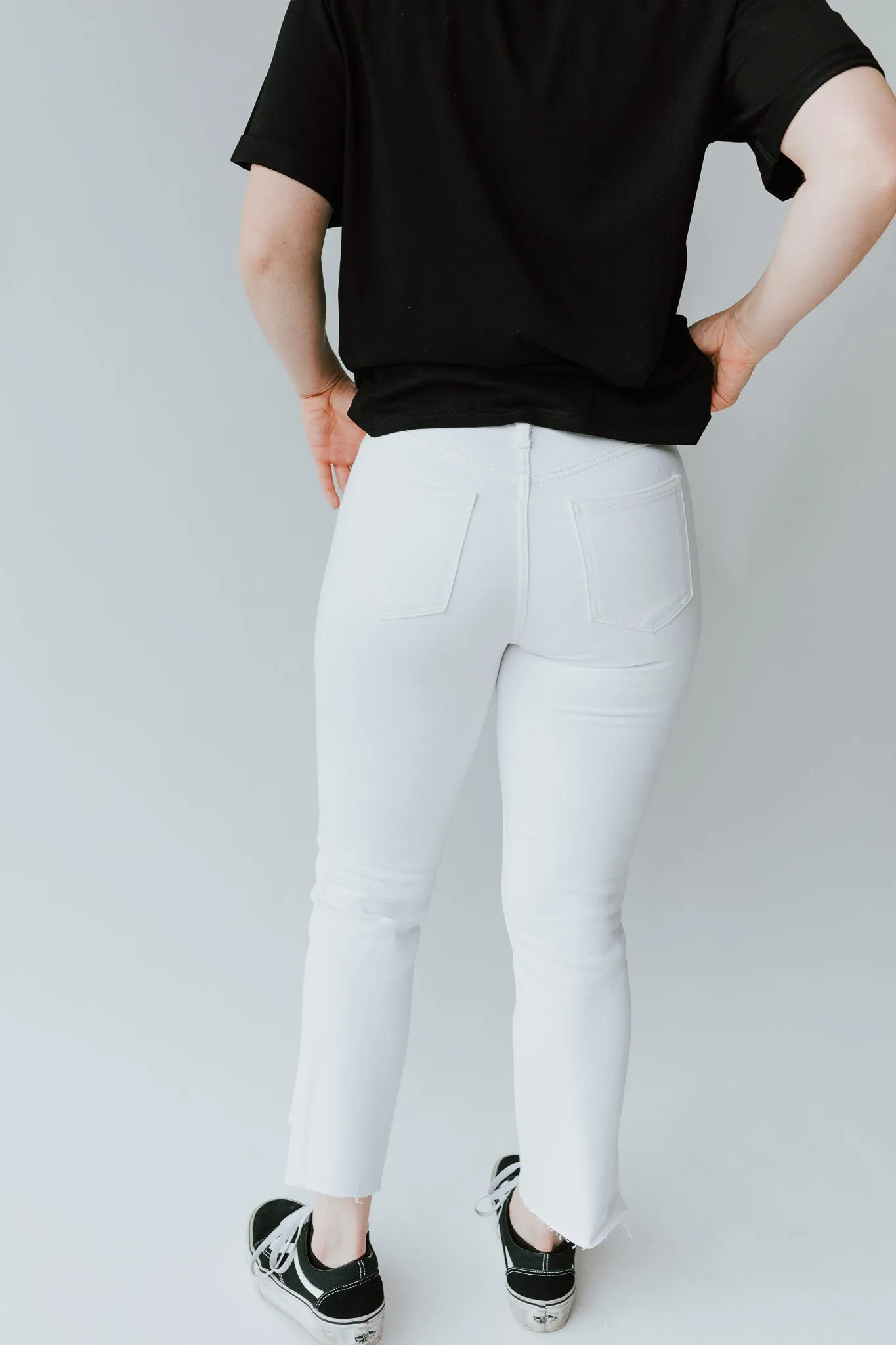 Denim high rise crop jean white